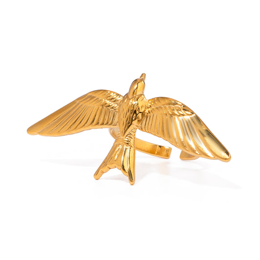 Gold Flying Bird Statement Ring