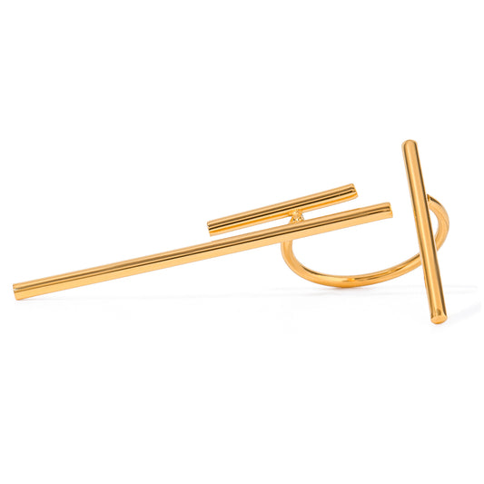 Minimal Gold Bar Wrap Ring