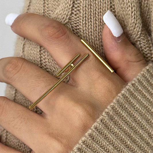 Minimal Gold Bar Wrap Ring