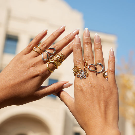Eclipse Two-Tone Abstract Ring