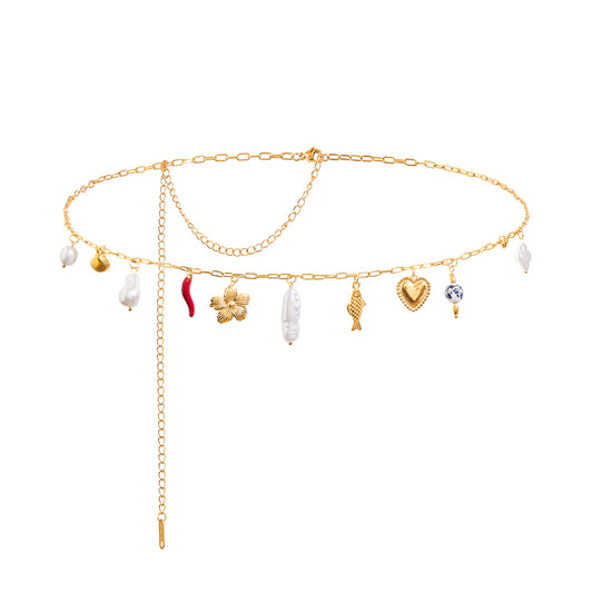 Adjustable Gold Waist Chain with Charms