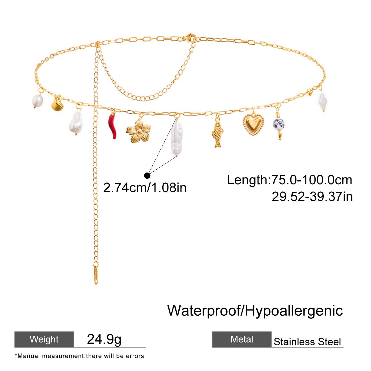 Adjustable Gold Waist Chain with Charms
