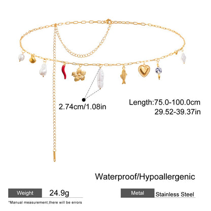 Adjustable Gold Waist Chain with Charms