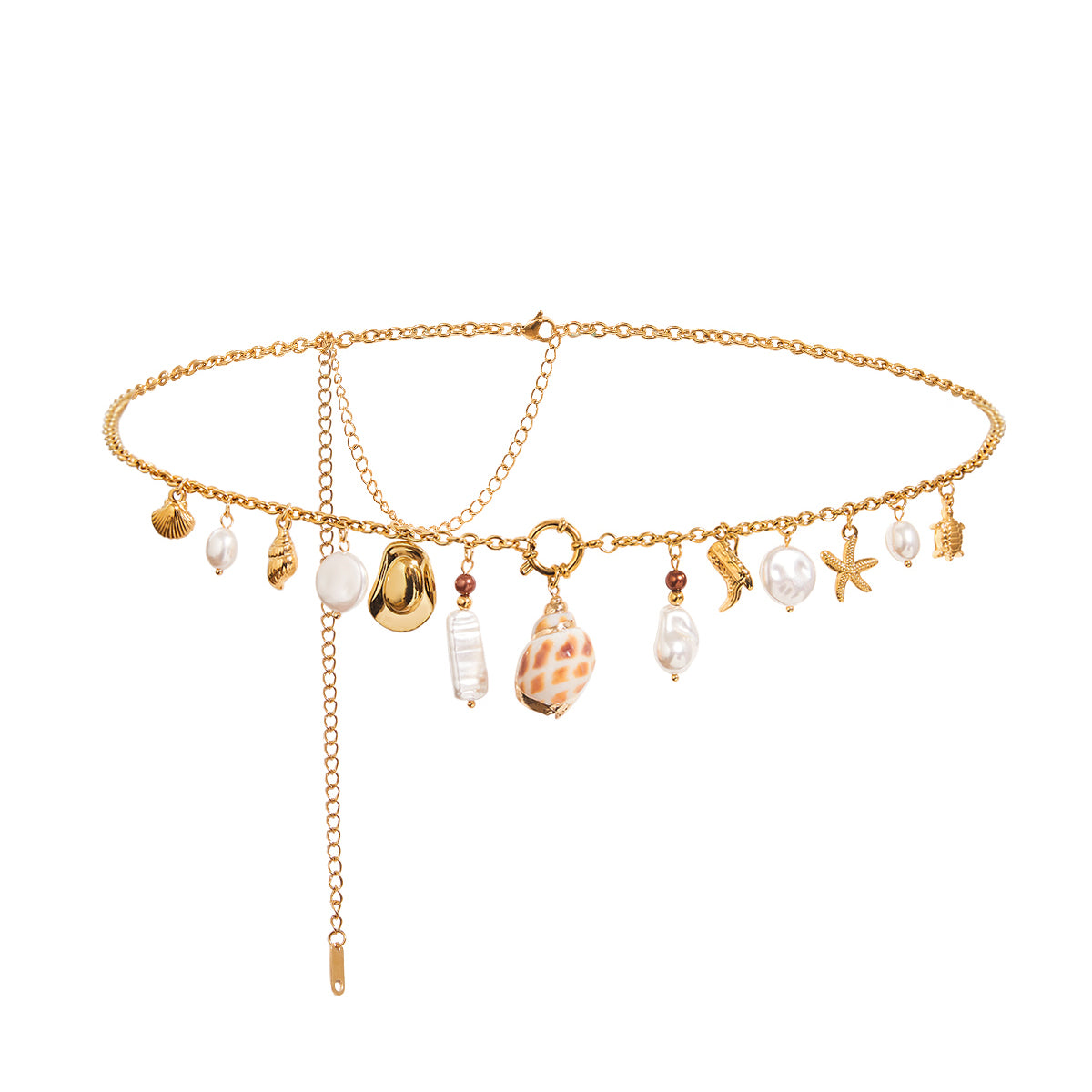 Adjustable Seashell Pearl Waist Chain