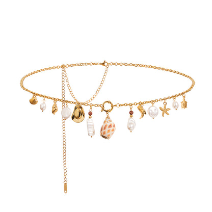 Adjustable Seashell Pearl Waist Chain