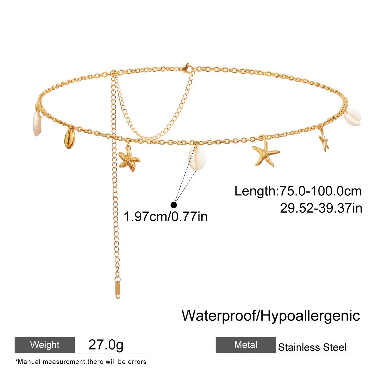 Gold Shell & Starfish Waist Chain