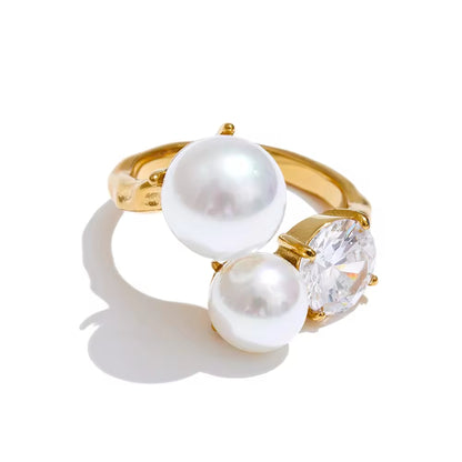 Celestial Pearl & Zirconia Toi et Moi Ring