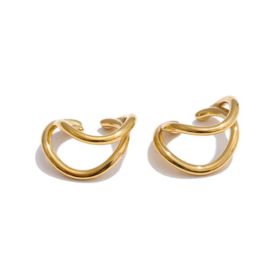Gilded Orbit Double-Band Ear Cuffs