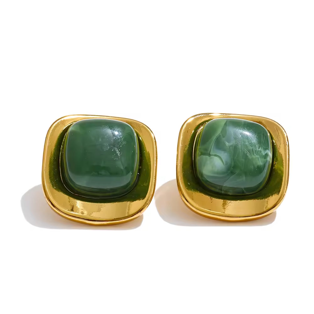 The Jade Empress Square Studs