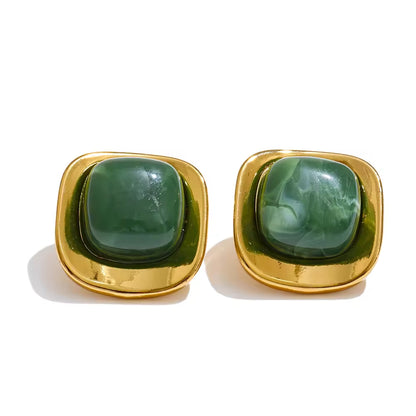 The Jade Empress Square Studs