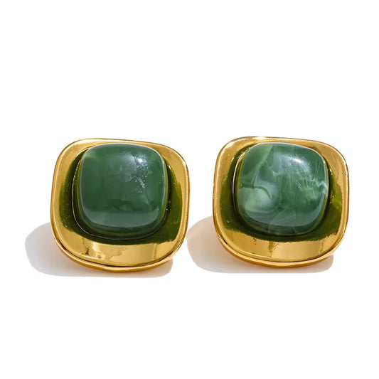 The Jade Empress Square Studs