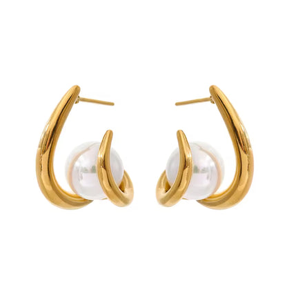 Cradled Pearl Hoops