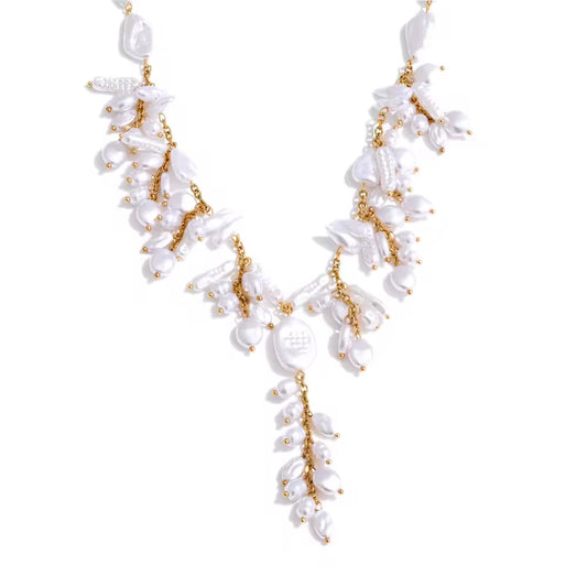 Cascading Keshi Pearl Statement Necklace
