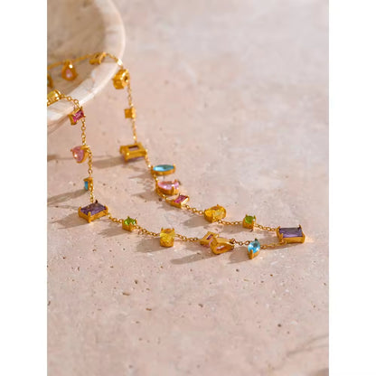 Prism Bloom Multi-Gemstone Choker Necklace