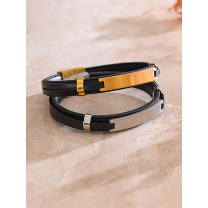 Nero Leather & Gold ID Bracelet