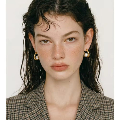 Cradled Pearl Hoops