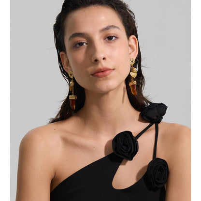 Vintage Amber Horn Chandelier Earrings