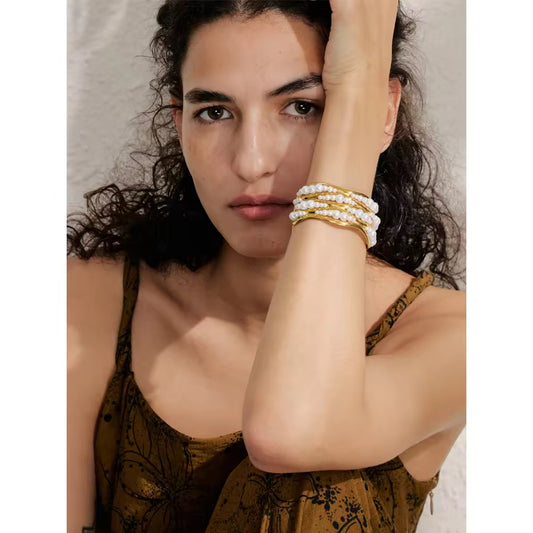 Sculptural Pearl Orbit Cuff