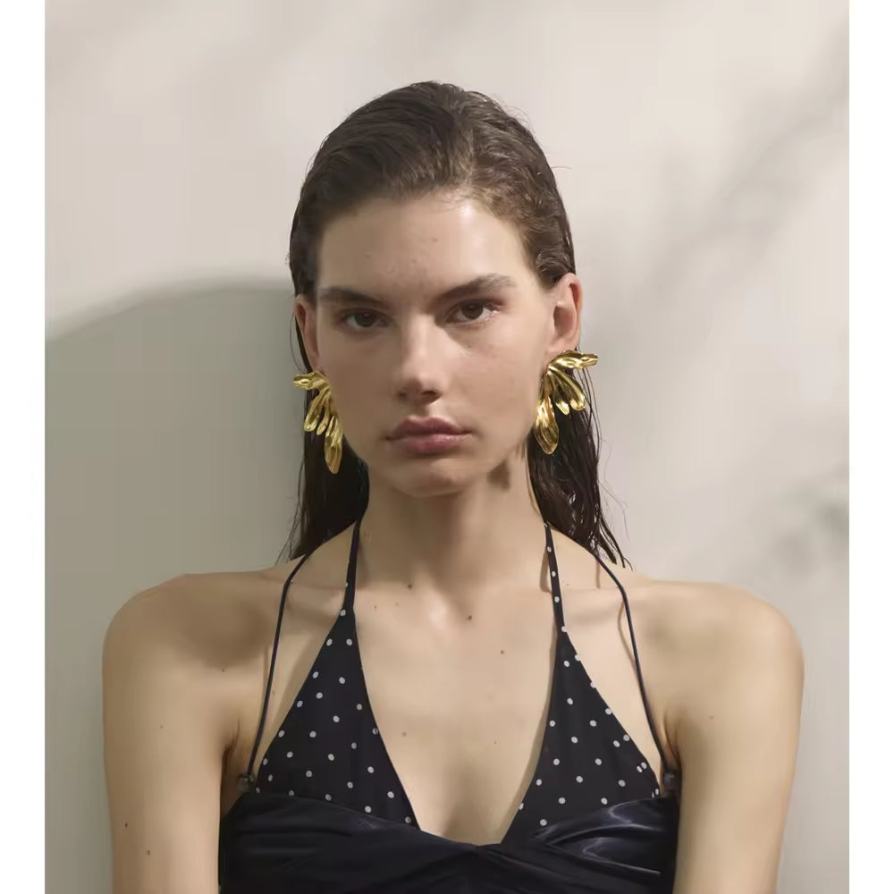 The Gilded Monstera Leaf Statement Earrings