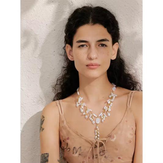 Cascading Keshi Pearl Statement Necklace