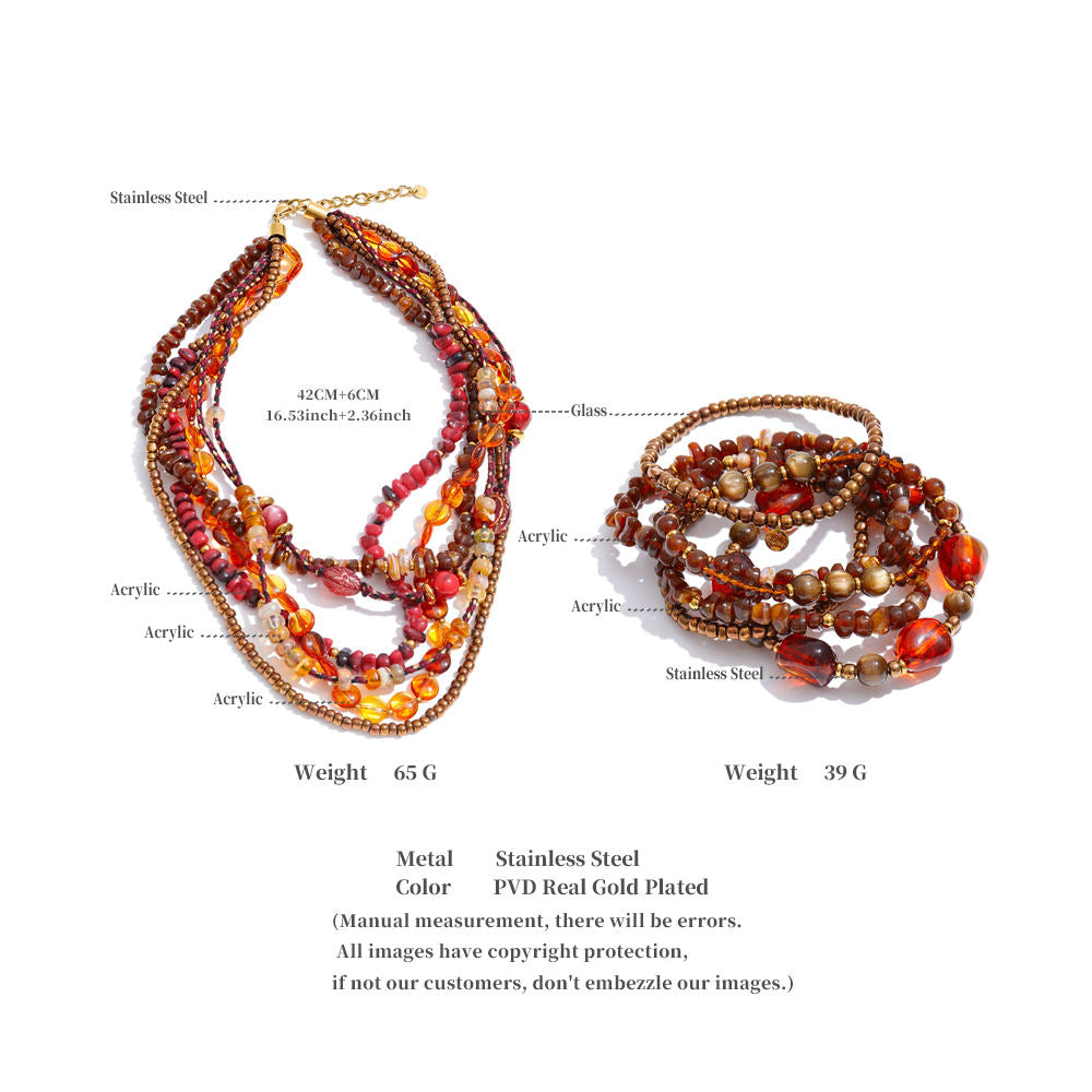 Amber Horizon Multi-Layer Bracelet Set