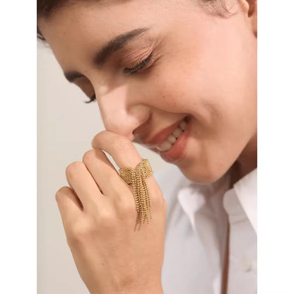 Beaded Fringe Statement Ring