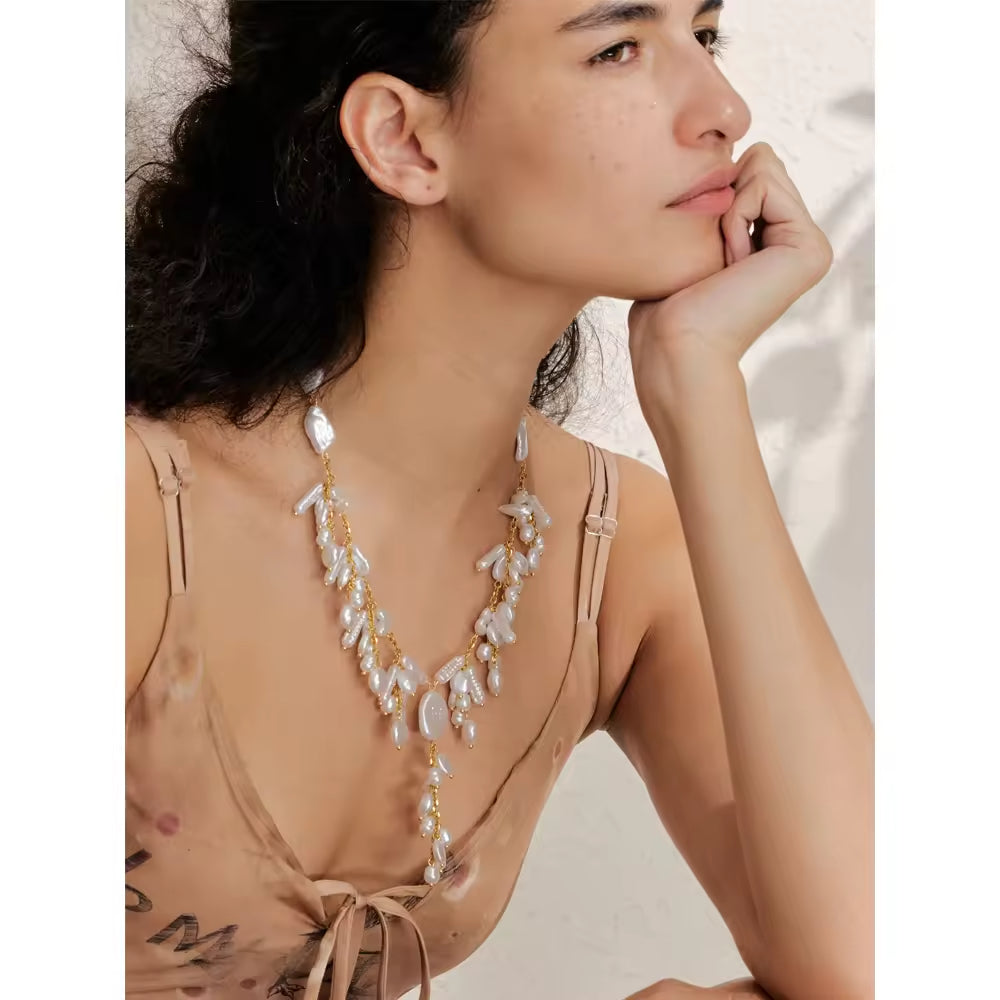 Cascading Keshi Pearl Statement Necklace
