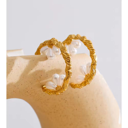 Ethereal Bloom Gilded Hoop Earrings