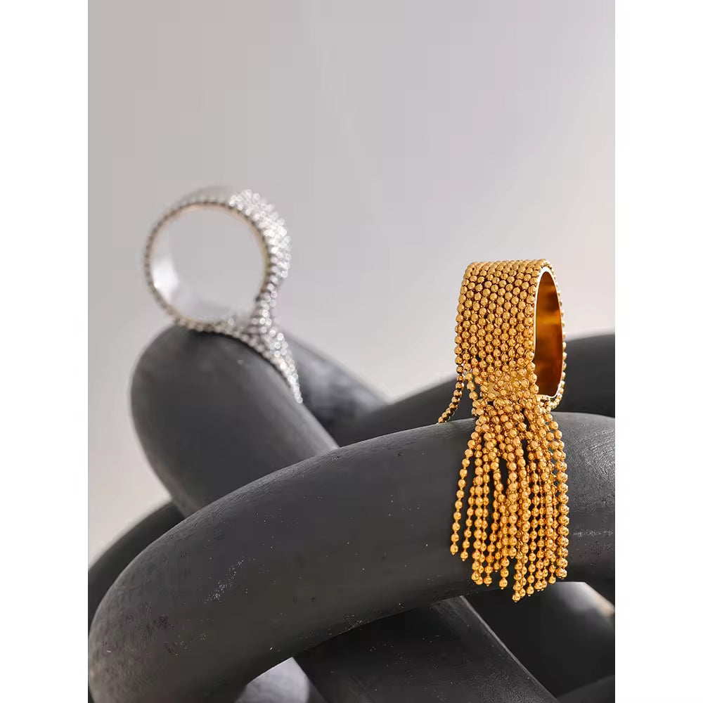Beaded Fringe Statement Ring
