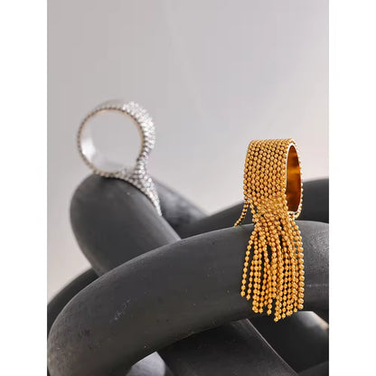 Beaded Fringe Statement Ring