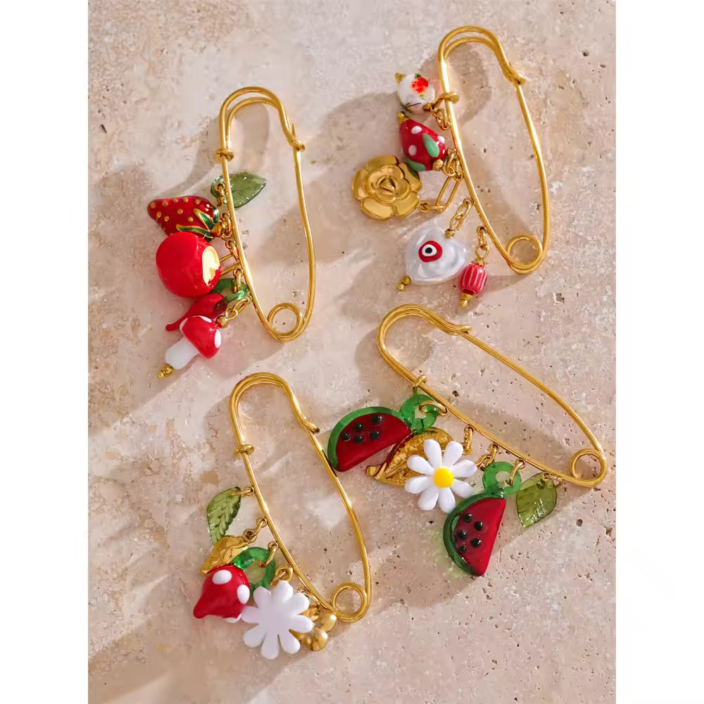The Picnic Charm Safety Pin Brooch