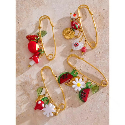The Picnic Charm Safety Pin Brooch