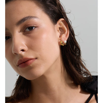 Aurelia Teardrop Pearl Wrap Studs