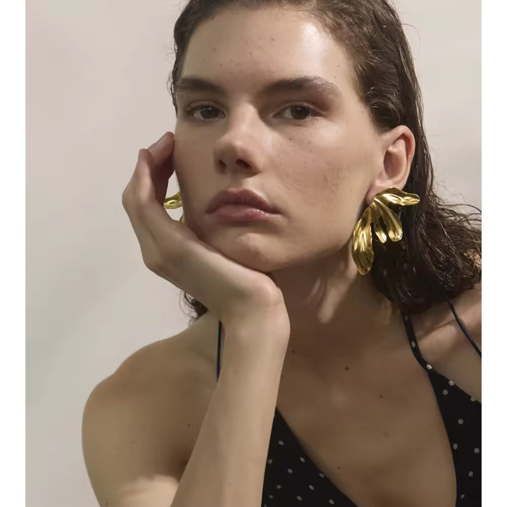 The Gilded Monstera Leaf Statement Earrings