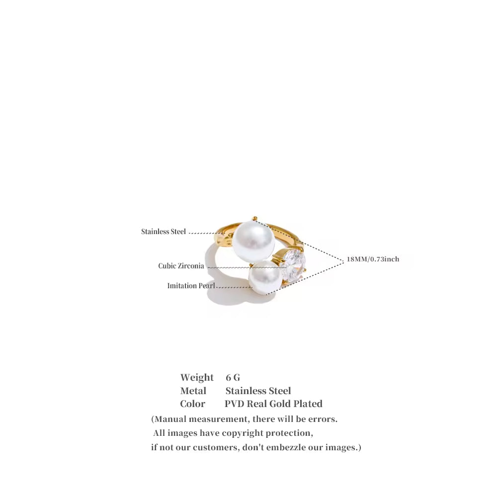 Celestial Pearl & Zirconia Toi et Moi Ring
