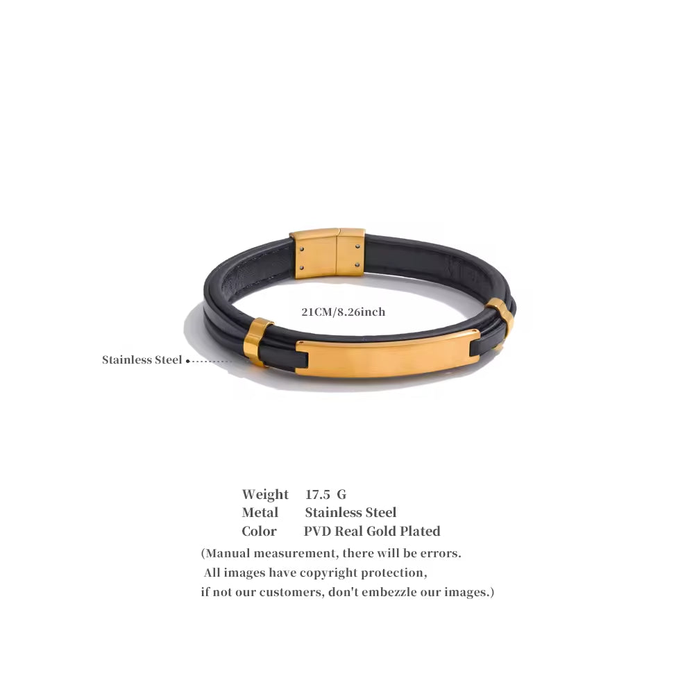Nero Leather & Gold ID Bracelet