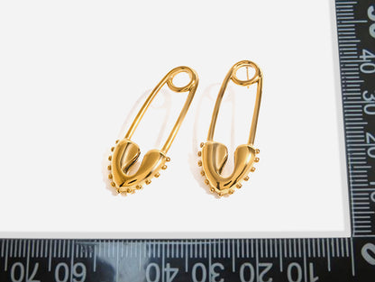 Gold Safety Pin Dangle Earrings for Women