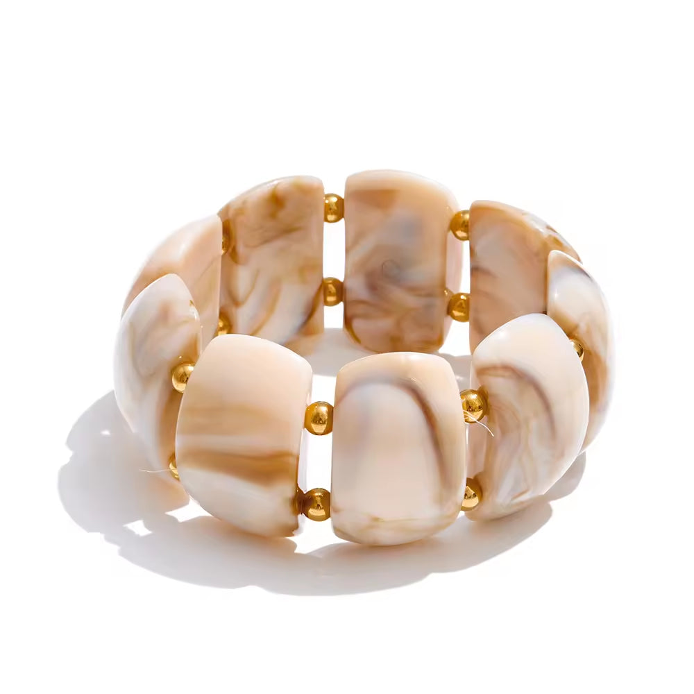 Crimson Marble Resin Statement Bracelet