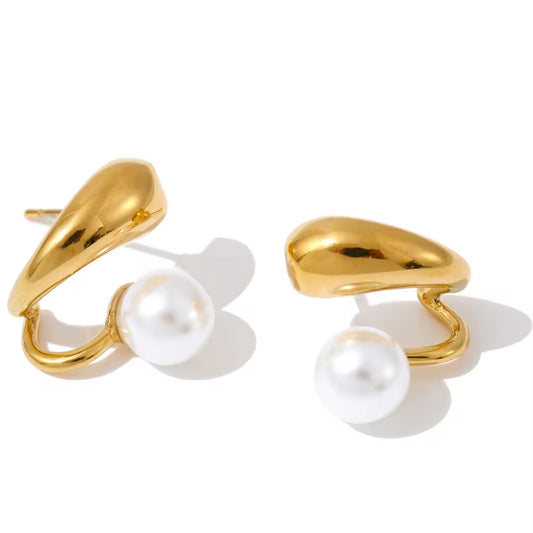 Aurelia Teardrop Pearl Wrap Studs