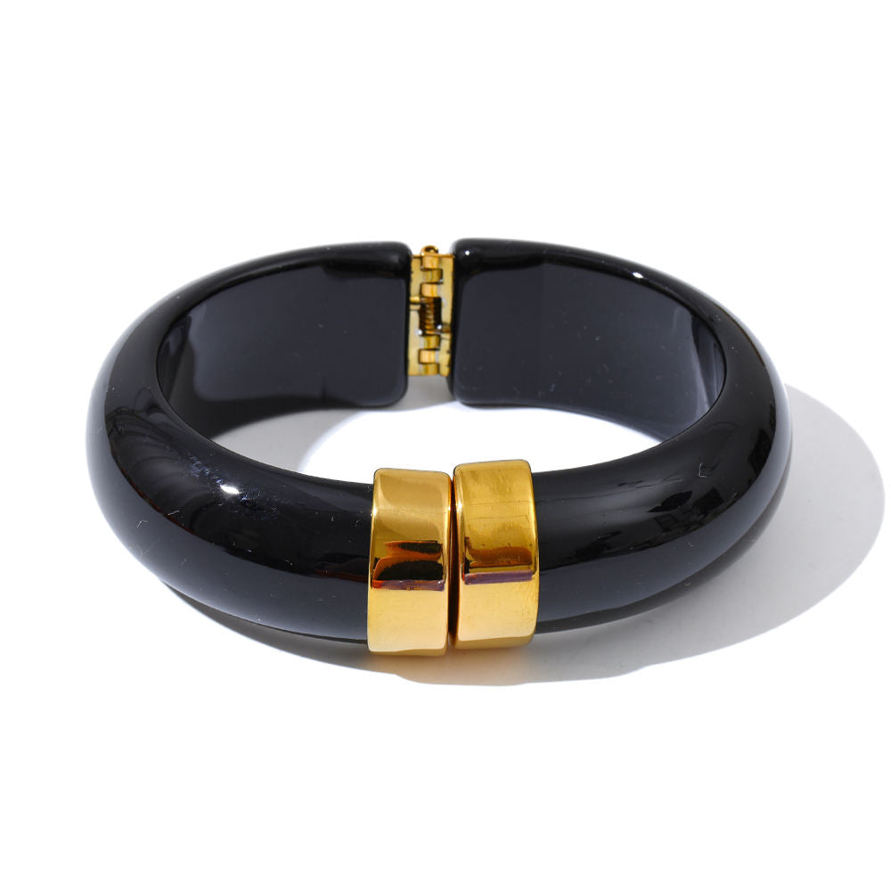 The Onyx & Gold Architectural Bangle
