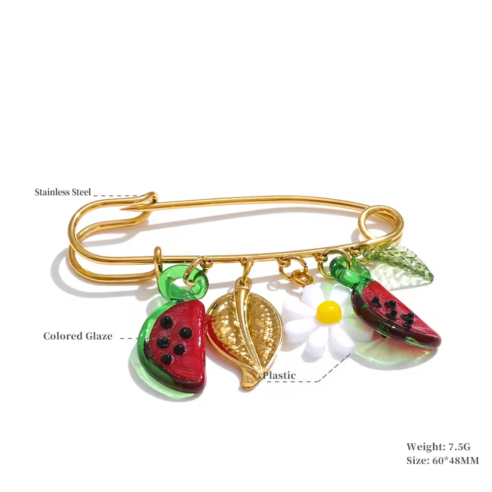 The Picnic Charm Safety Pin Brooch