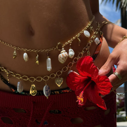 Adjustable Seashell Pearl Waist Chain