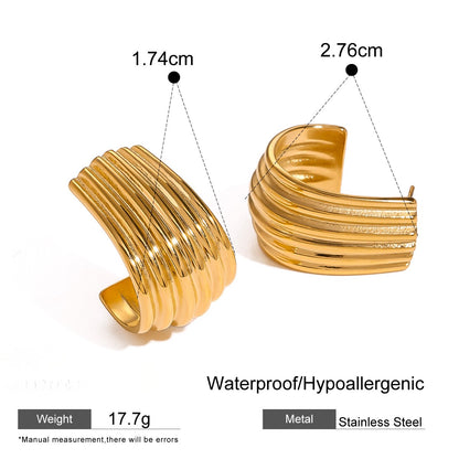 Gold Wide Ribbed Huggie Earrings for Women