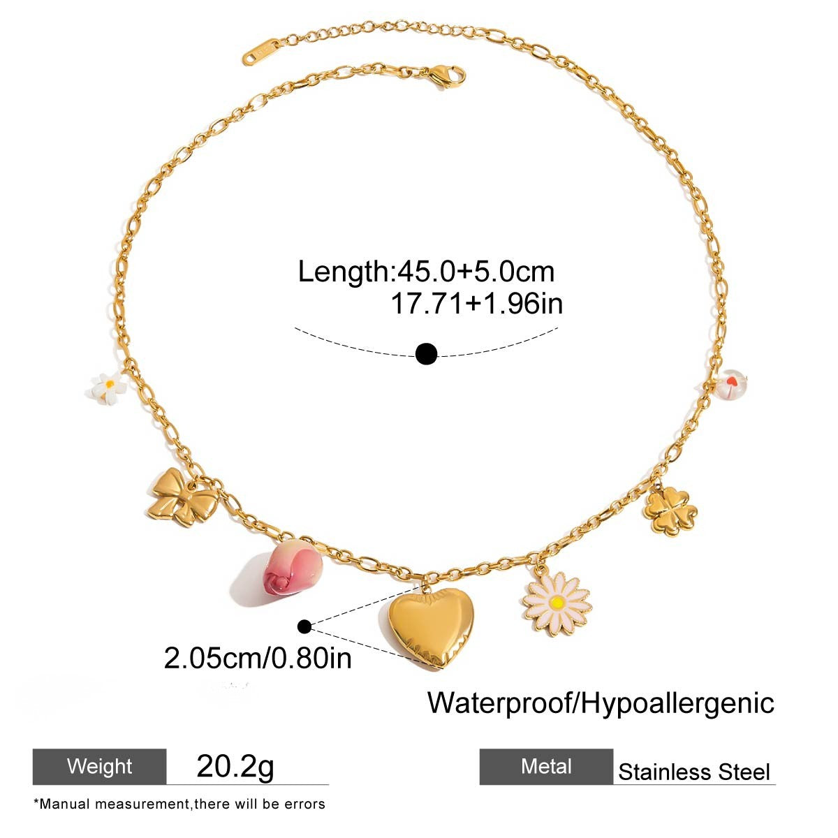 Playful Heart & Charm Chain Necklace