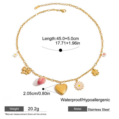 Playful Heart & Charm Chain Necklace