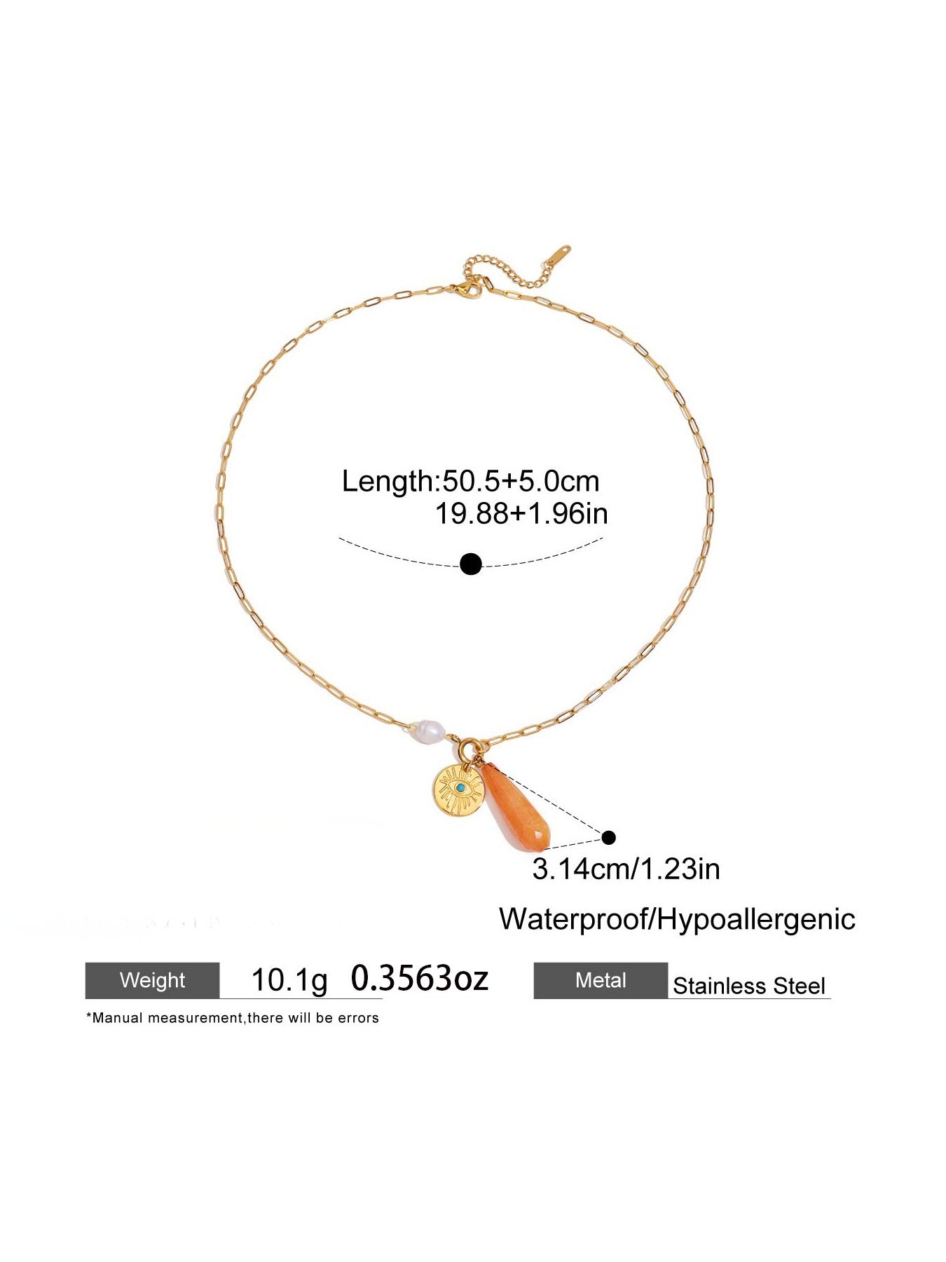 Sun Coin & Coral Drop Necklace