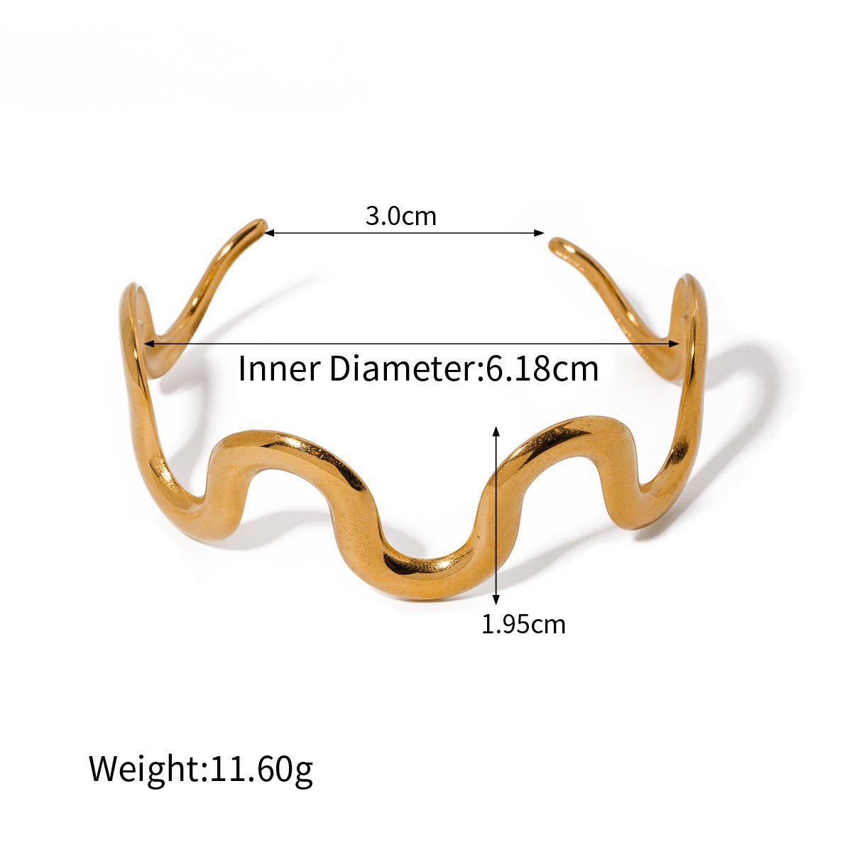 Gold Wavy Cuff Bracelet