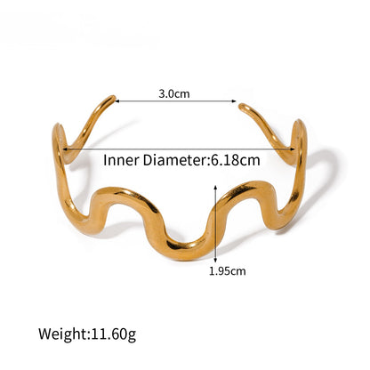 Gold Wavy Cuff Bracelet