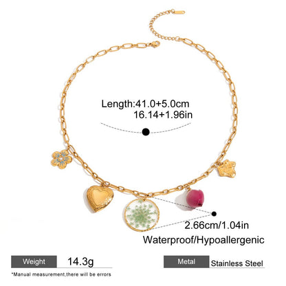 Pressed Flower Charm Necklace