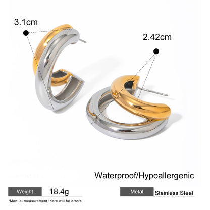 Two‑Tone Layered Hoop Earrings for Women